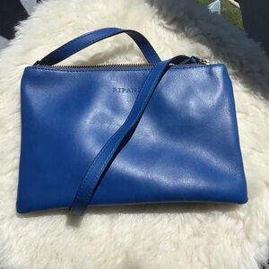 Ripani Royal Blue Genuine Leather Crossbody Shoulder Handbag Made in Italy